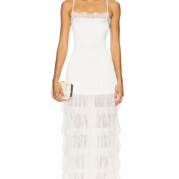 MAJORELLE Dresses & Skirts - MAJORELLE White Lace Tiered Slip Maxi Dress